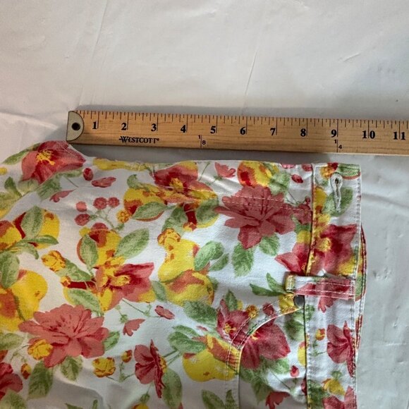 Charter Club Womens Floral Capri Pants Size 10 White/Yellow/Pink Cotton/Spandex - Picture 7 of 8